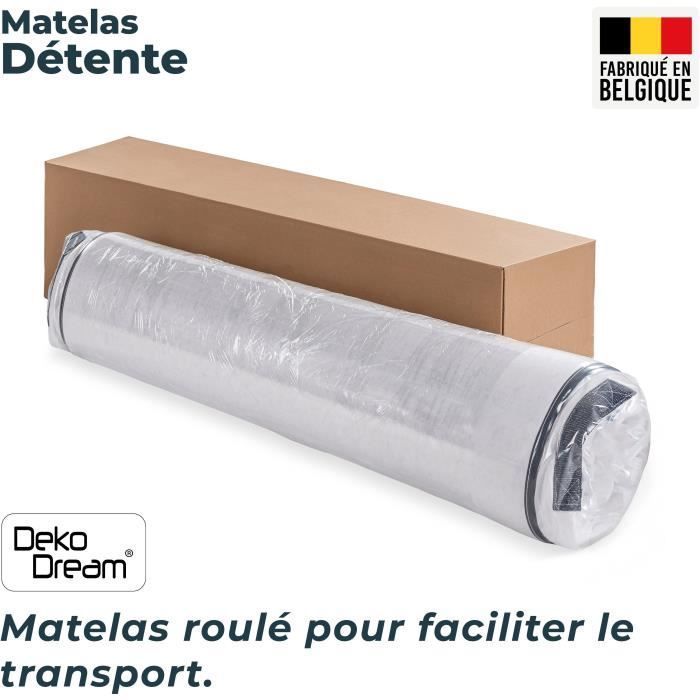 Materasso 90 x 190 cm - Altezza 19 cm - 380 molle insacchettate - 7 zone - Bilanciato - reversibile - prodotto in Belgio