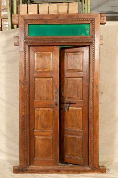 Biscottini Porta portone in legno massello e ferro da interno o da esterno vecchia e antica medievale scorrevole con telaio