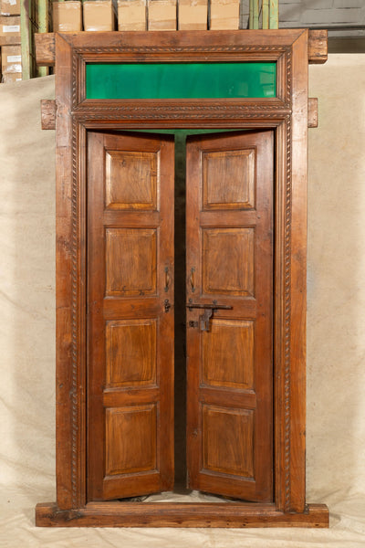 Biscottini Porta portone in legno massello e ferro da interno o da esterno vecchia e antica medievale scorrevole con telaio