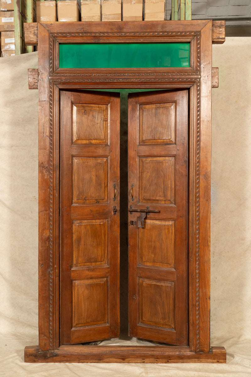 Biscottini Porta portone in legno massello e ferro da interno o da esterno vecchia e antica medievale scorrevole con telaio