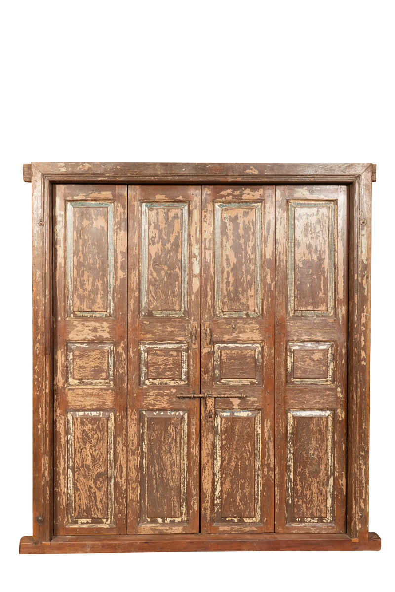 Biscottini Porta portone in legno massello e ferro da interno o da esterno vecchia e antica medievale scorrevole con telaio