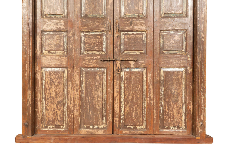 Biscottini Porta portone in legno massello e ferro da interno o da esterno vecchia e antica medievale scorrevole con telaio