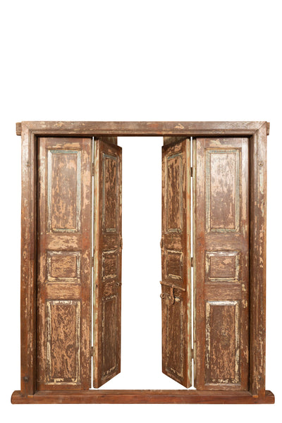 Biscottini Porta portone in legno massello e ferro da interno o da esterno vecchia e antica medievale scorrevole con telaio