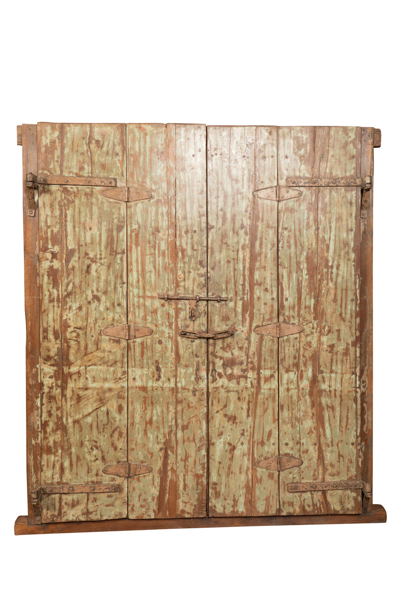 Biscottini Porta portone in legno massello e ferro da interno o da esterno vecchia e antica medievale scorrevole con telaio