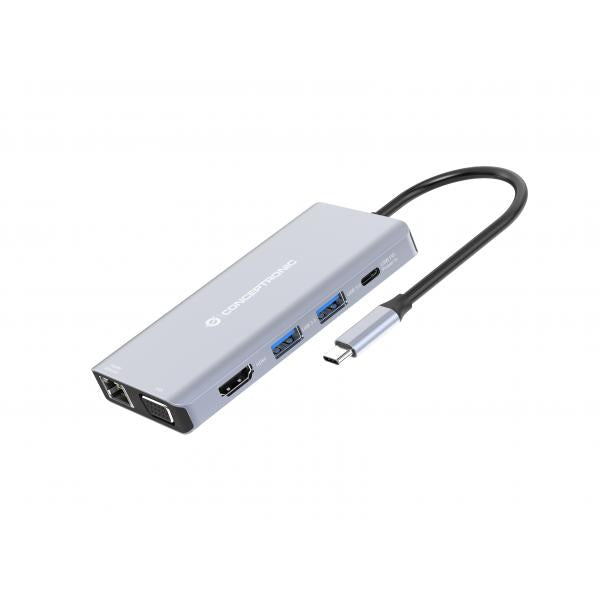 Conceptronic DONN20G Cablato USB 3.2 Gen 1 [3.1 Gen 1] Type-C Grigio (Conceptronic DONN20G dockingstation Le)