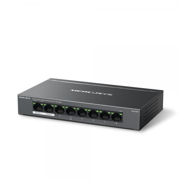 Mercusys MS108GP switch di rete Gestito Gigabit Ethernet (10/100/1000) Supporto Power over Ethernet (PoE) Nero
