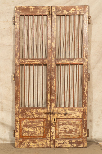 Biscottini Porta portone in legno massello e ferro da interno o da esterno vecchia e antica medievale scorrevole