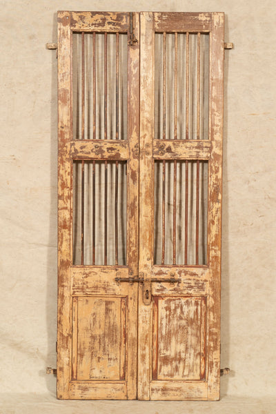 Biscottini Porta portone in legno massello e ferro da interno o da esterno vecchia e antica medievale scorrevole