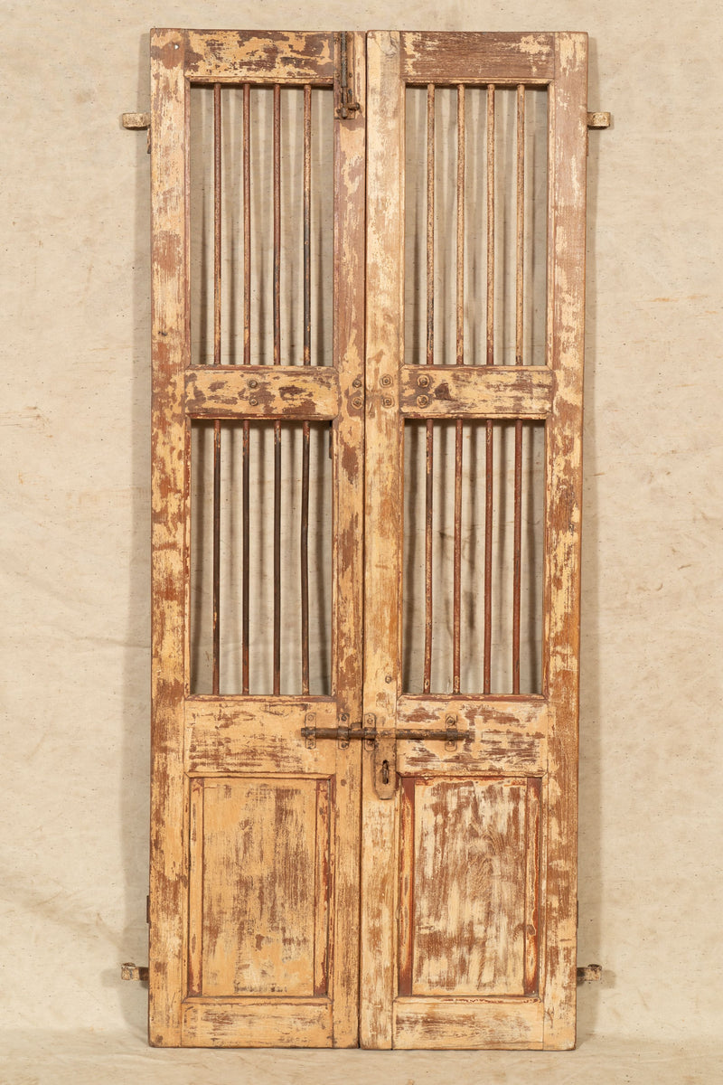 Biscottini Porta portone in legno massello e ferro da interno o da esterno vecchia e antica medievale scorrevole