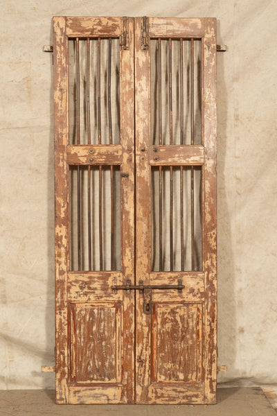 Biscottini Porta portone in legno massello e ferro da interno o da esterno vecchia e antica medievale scorrevole