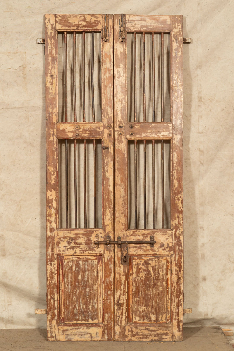 Biscottini Porta portone in legno massello e ferro da interno o da esterno vecchia e antica medievale scorrevole