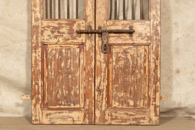 Biscottini Porta portone in legno massello e ferro da interno o da esterno vecchia e antica medievale scorrevole