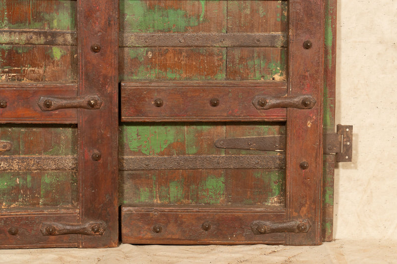 Biscottini Porta portone in legno massello e ferro da interno o da esterno vecchia e antica medievale scorrevole