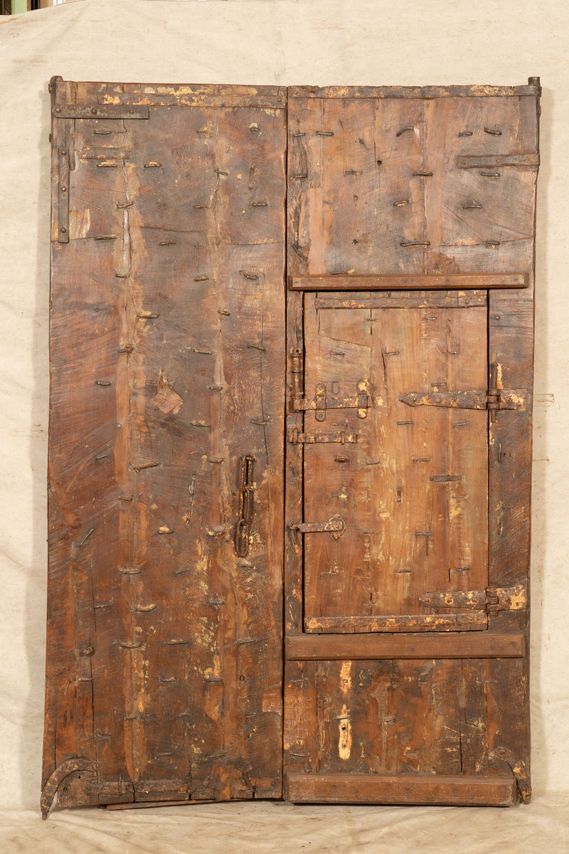 Biscottini Porta portone in legno massello e ferro da interno o da esterno vecchia e antica medievale scorrevole