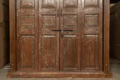 Biscottini Porta portone in legno massello e ferro da interno o da esterno vecchia e antica medievale scorrevole con telaio