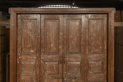 Biscottini Porta portone in legno massello e ferro da interno o da esterno vecchia e antica medievale scorrevole con telaio