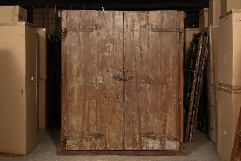 Biscottini Porta portone in legno massello e ferro da interno o da esterno vecchia e antica medievale scorrevole con telaio