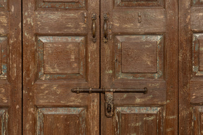 Biscottini Porta portone in legno massello e ferro da interno o da esterno vecchia e antica medievale scorrevole con telaio