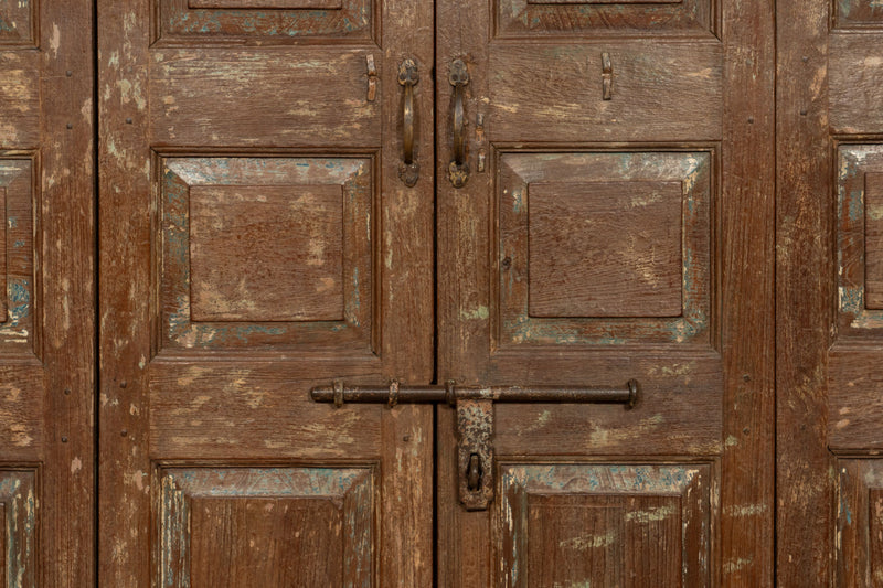 Biscottini Porta portone in legno massello e ferro da interno o da esterno vecchia e antica medievale scorrevole con telaio