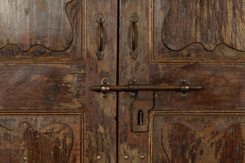 Biscottini Porta portone in legno massello e ferro da interno o da esterno vecchia e antica medievale scorrevole