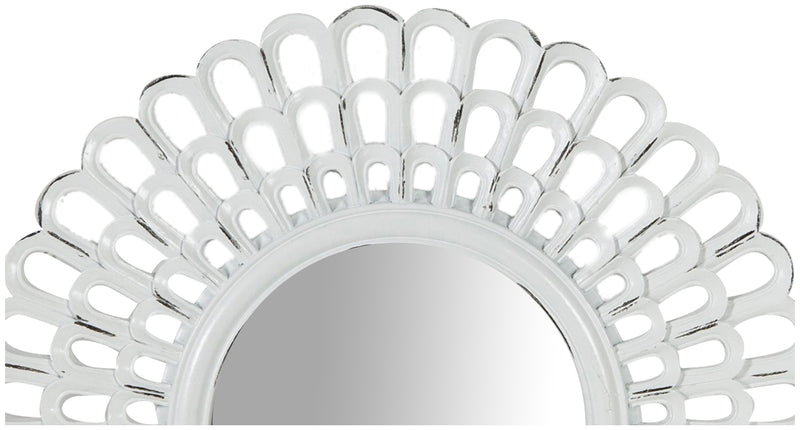 Biscottini Specchiera da appoggio diam.L21xPR2 cm finitura bianco anticato. Realizzata