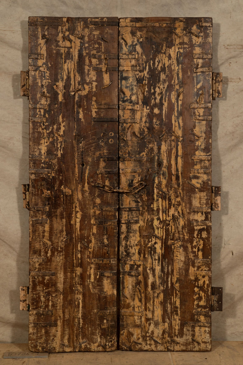 Biscottini Porta portone in legno massello e ferro da interno o da esterno vecchia e antica medievale scorrevole