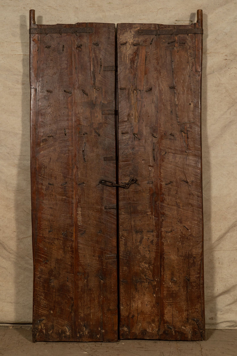 Biscottini Porta portone in legno massello e ferro da interno o da esterno vecchia e antica medievale scorrevole