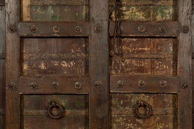 Biscottini Porta portone in legno massello e ferro da interno o da esterno vecchia e antica medievale scorrevole