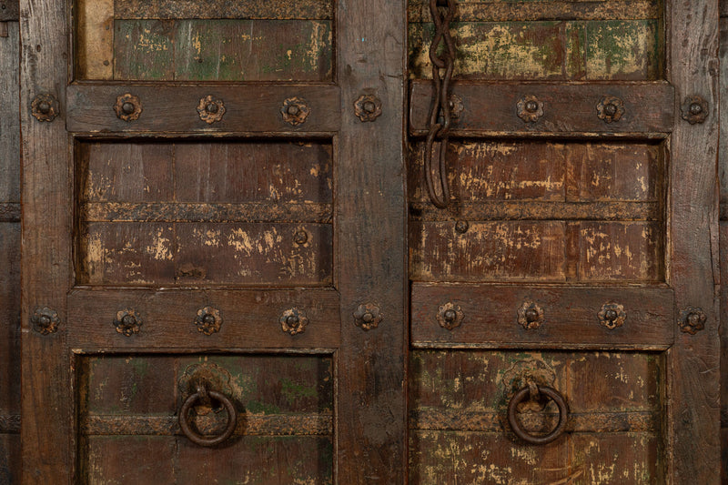 Biscottini Porta portone in legno massello e ferro da interno o da esterno vecchia e antica medievale scorrevole