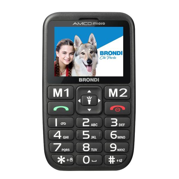 BRONDI AMICO STILOSO (NERO) - TELEFONO CELLULARE PER ANZIANI - TASTO SOS - TORCIA - CONTROLLO REMOTO - ANNUNCIO VOCALE - FOTOCAMERA