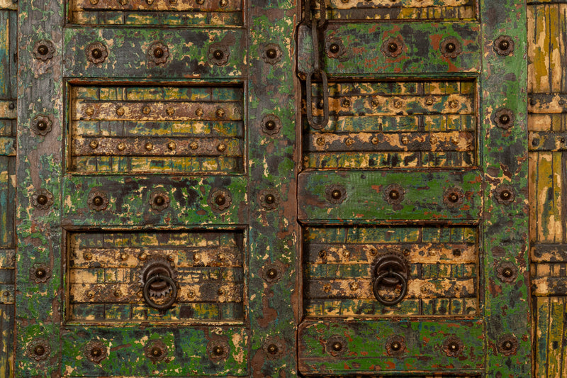 Biscottini Porta portone in legno massello e ferro da interno o da esterno vecchia e antica medievale scorrevole