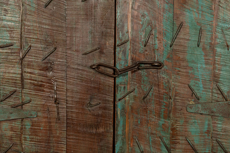 Biscottini Porta portone in legno massello e ferro da interno o da esterno vecchia e antica medievale scorrevole