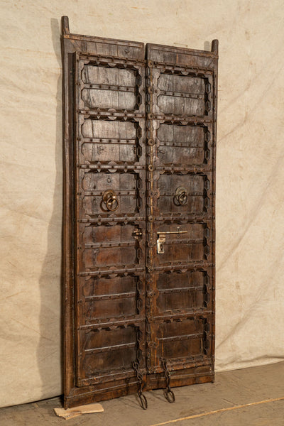 Biscottini Porta portone in legno massello e ferro da interno o da esterno vecchia e antica medievale scorrevole