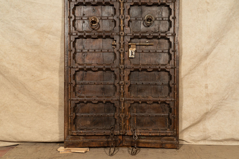 Biscottini Porta portone in legno massello e ferro da interno o da esterno vecchia e antica medievale scorrevole