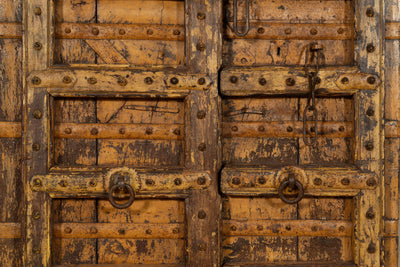 Biscottini Porta portone in legno massello e ferro da interno o da esterno vecchia e antica medievale scorrevole