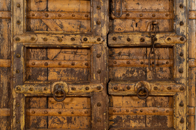 Biscottini Porta portone in legno massello e ferro da interno o da esterno vecchia e antica medievale scorrevole