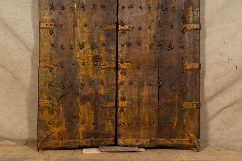 Biscottini Porta portone in legno massello e ferro da interno o da esterno vecchia e antica medievale scorrevole