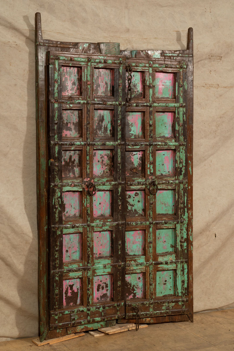 Biscottini Porta portone in legno massello e ferro da interno o da esterno vecchia e antica medievale scorrevole