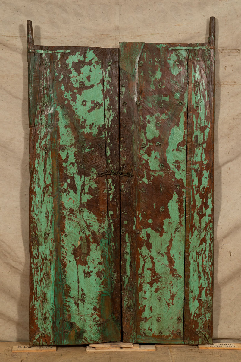 Biscottini Porta portone in legno massello e ferro da interno o da esterno vecchia e antica medievale scorrevole