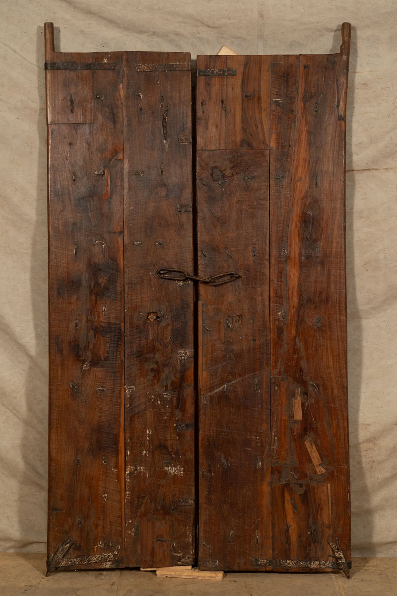 Biscottini Porta portone in legno massello e ferro da interno o da esterno vecchia e antica medievale scorrevole