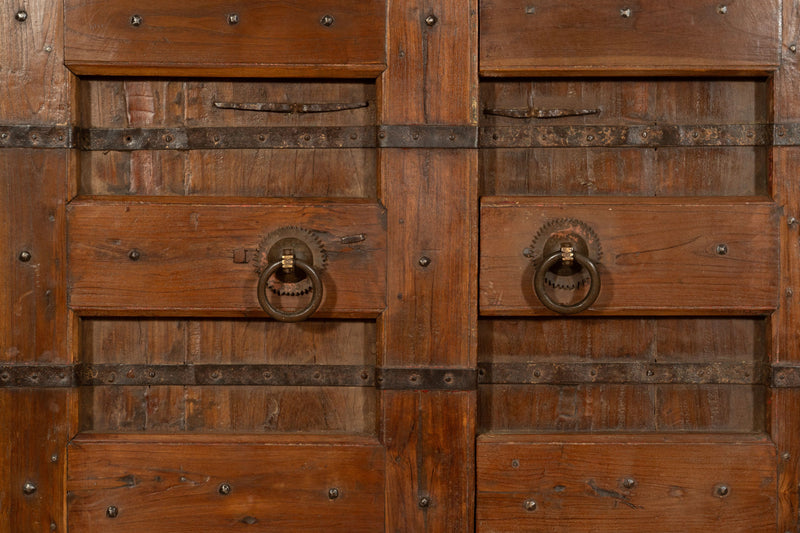 Biscottini Porta portone in legno massello e ferro da interno o da esterno vecchia e antica medievale scorrevole