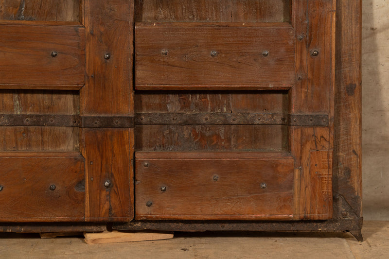 Biscottini Porta portone in legno massello e ferro da interno o da esterno vecchia e antica medievale scorrevole