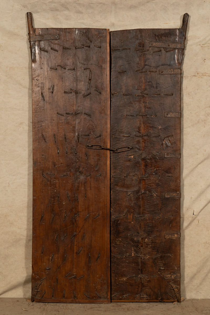 Biscottini Porta portone in legno massello e ferro da interno o da esterno vecchia e antica medievale scorrevole