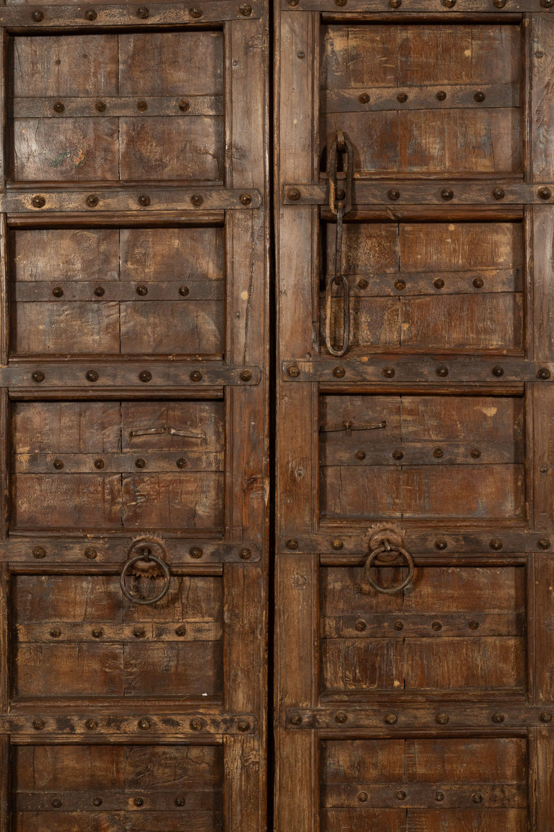 Biscottini Porta portone in legno massello e ferro da interno o da esterno vecchia e antica medievale scorrevole