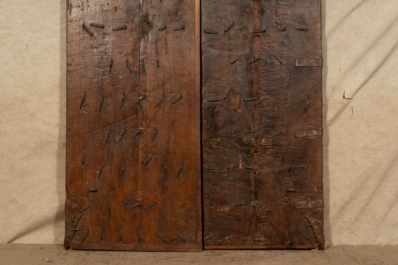 Biscottini Porta portone in legno massello e ferro da interno o da esterno vecchia e antica medievale scorrevole