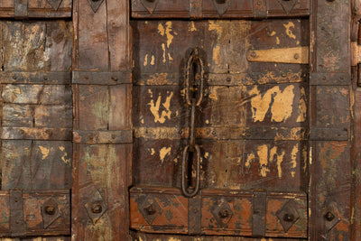Biscottini Porta portone in legno massello e ferro da interno o da esterno vecchia e antica medievale scorrevole