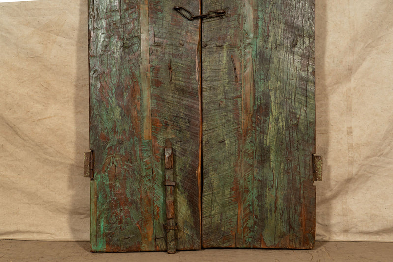 Biscottini Porta portone in legno massello e ferro da interno o da esterno vecchia e antica medievale scorrevole