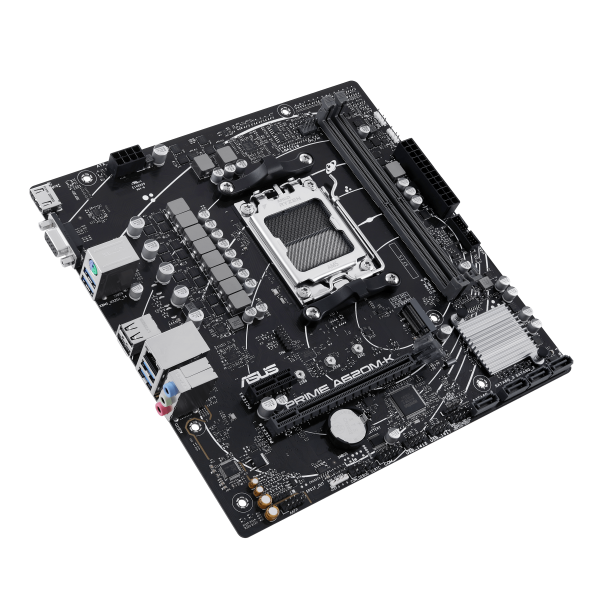 Scheda Madre Asus PRIME A620M-K - Socket AM5 - Supporta i processori AMD Socket AM5 Ryzen 7000 - 2x DDR5 - RAID 0, 1,10 - Vga, Hdmi - USB 3.2/2.0 - Gigabit LAN - Audio HD 7.1 - PCI Express x16 - mATX