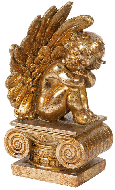 Biscottini Coppia fermalibri angeli in resina finitura oro anticato L11xPR11xH22 cm cad.