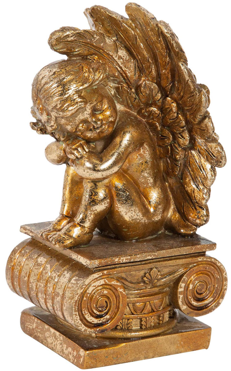 Biscottini Coppia fermalibri angeli in resina finitura oro anticato L11xPR11xH22 cm cad.